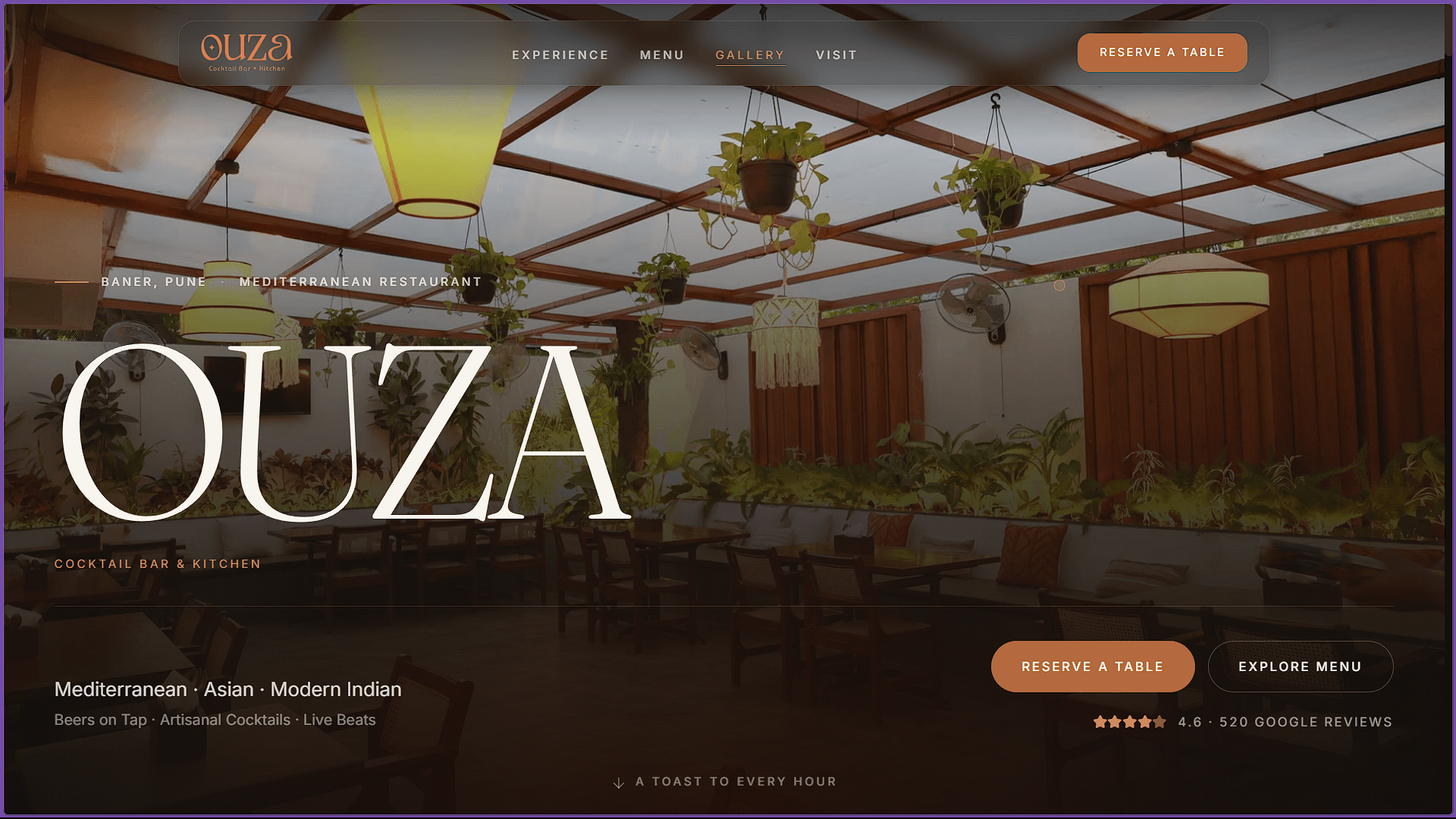 Ouza café, restro & bar website demo thumbnail